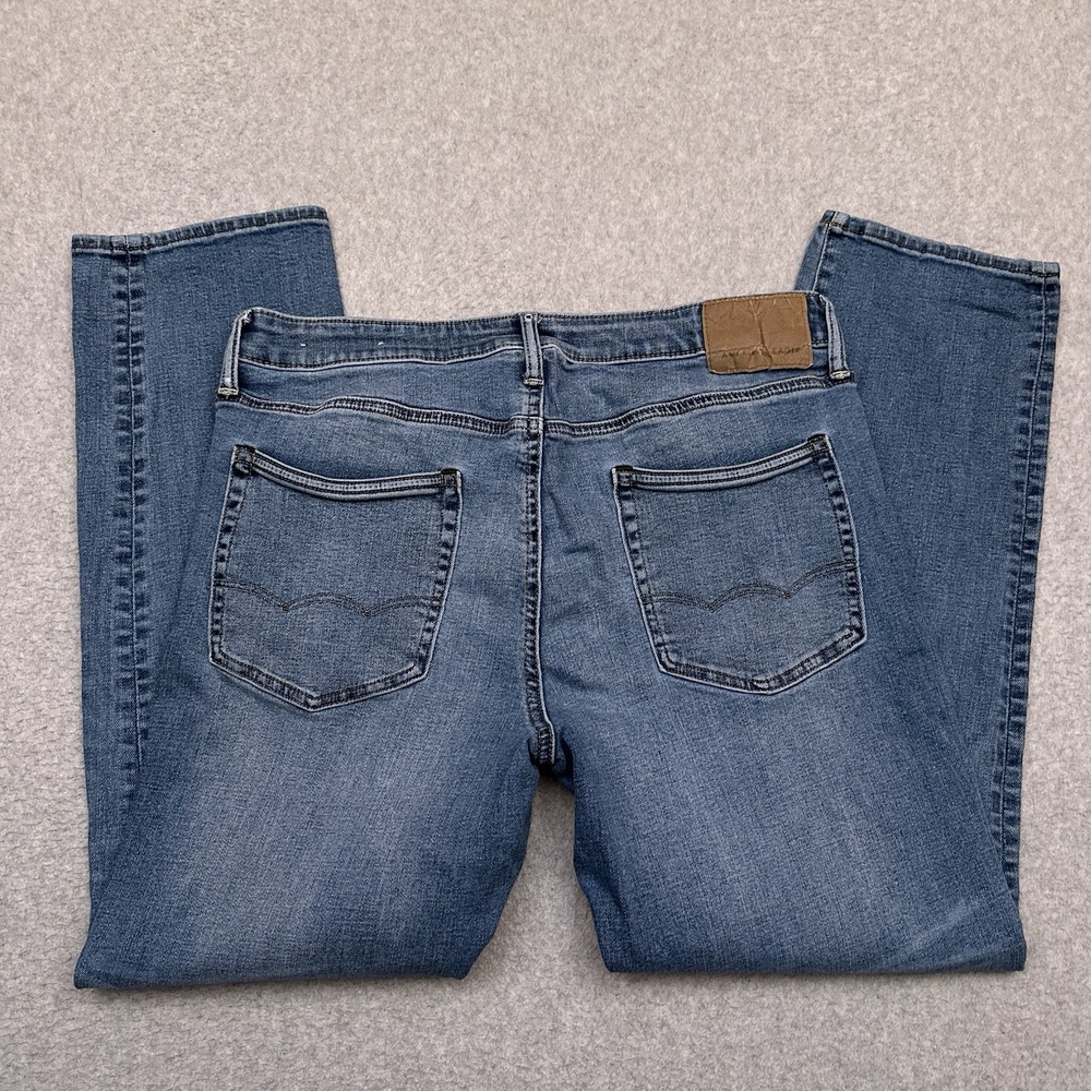 American Eagle Jeans Men's 33x29* Slim Straight Medium Wash Denim Airflex Plus - Picture 9 of 10